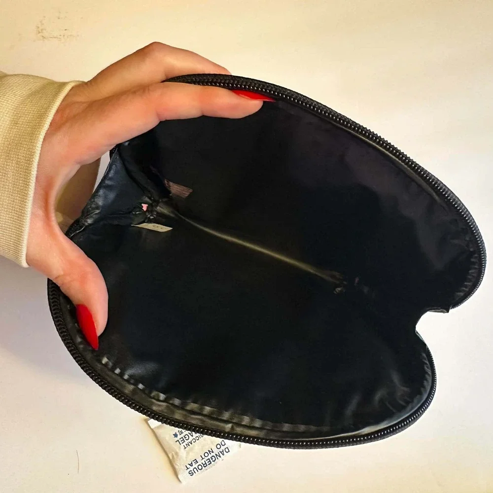 Pink Ribbon Breast Cancer Awareness Cosmetic‎ Makeup Bag Black Pouch vintage